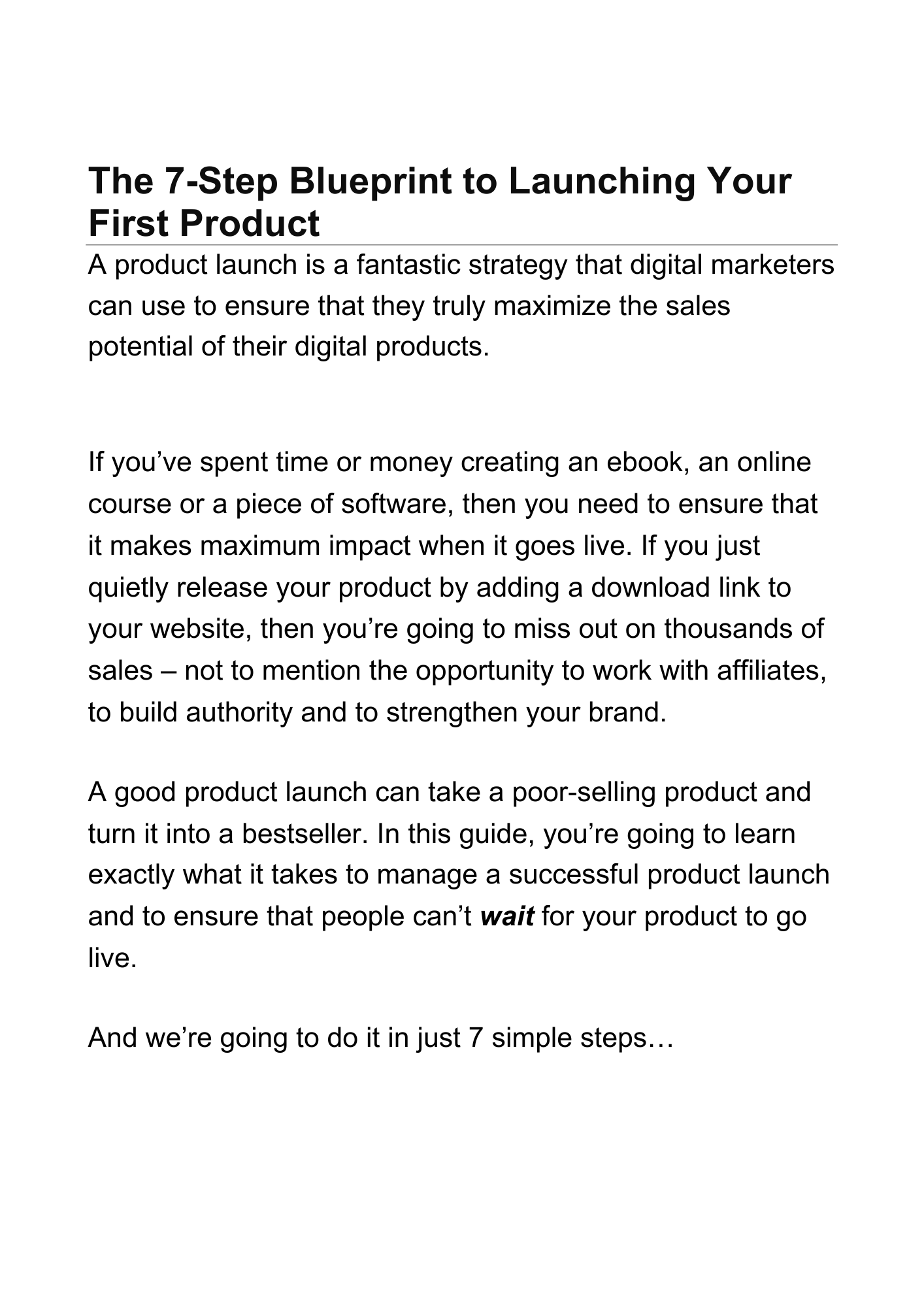 Product Launch Success Blueprint
